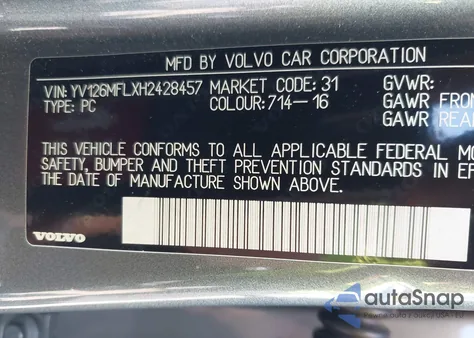 2017 Volvo S60 T5 Dynamic from USA, damaged, VIN YV126MFLXH2428457